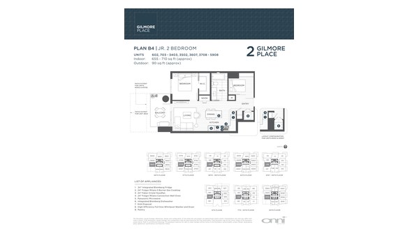 The Tower 2 B4 new home model plan at the Gilmore Place by Onni Group in Burnaby