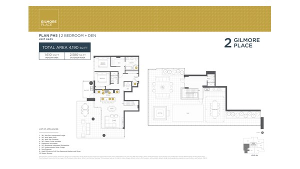 The Tower 2 PH5 new home model plan at the Gilmore Place by Onni Group in Burnaby