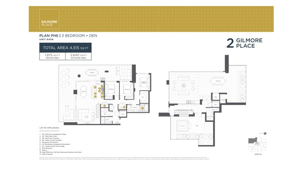 The Tower 2 PH6 new home model plan at the Gilmore Place by Onni Group in Burnaby