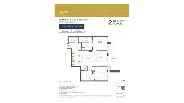 The Tower 2 SPH C new home model plan at the Gilmore Place by Onni Group in Burnaby