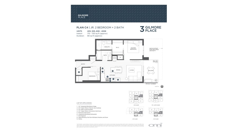 Tower 3 C4 floor plan at Gilmore Place by Onni Group in Burnaby, British Columbia