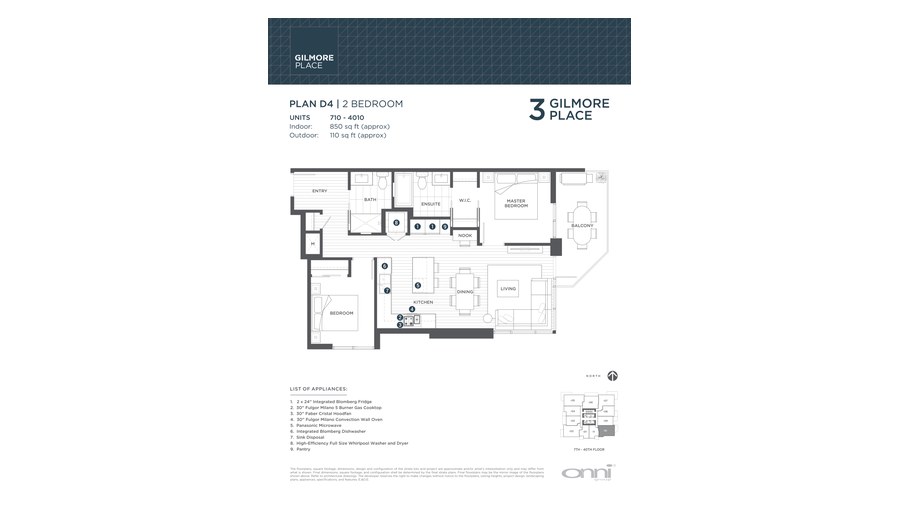 Tower 3 D4 floor plan at Gilmore Place by Onni Group in Burnaby, British Columbia