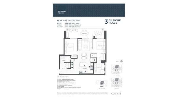 The Tower 3 D5 new home model plan at the Gilmore Place by Onni Group in Burnaby