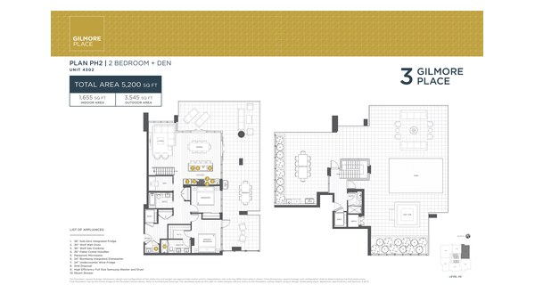 The Tower 3 PH2 new home model plan at the Gilmore Place by Onni Group in Burnaby