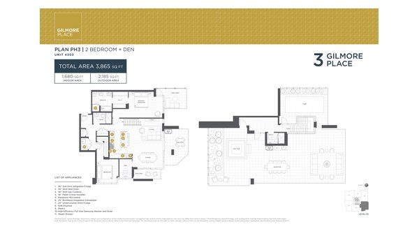 The Tower 3 PH3 new home model plan at the Gilmore Place by Onni Group in Burnaby