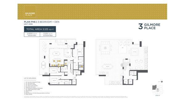 The Tower 3 PH6 new home model plan at the Gilmore Place by Onni Group in Burnaby