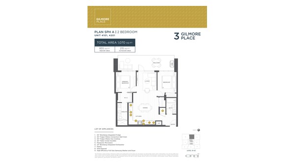 The Tower 3 SPH A new home model plan at the Gilmore Place by Onni Group in Burnaby