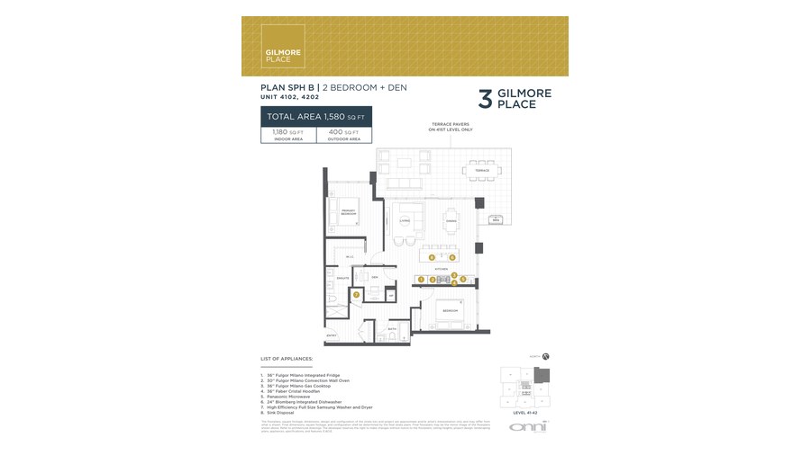Tower 3 SPH B floor plan at Gilmore Place by Onni Group in Burnaby, British Columbia