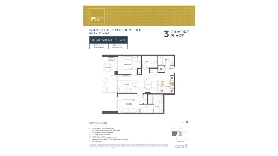 Tower 3 SPH B3 floor plan at Gilmore Place by Onni Group in Burnaby, British Columbia