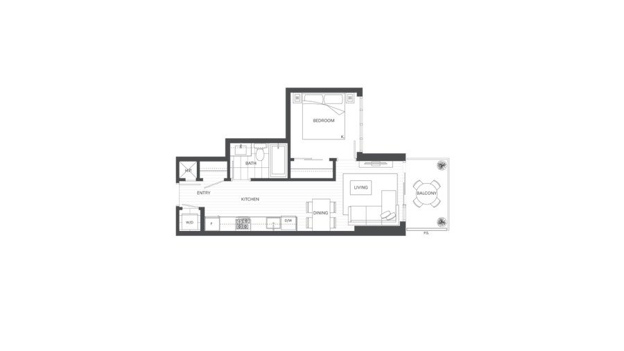 Plan A2 floor plan at Pine & Glen by Onni Group in Coquitlam, British Columbia