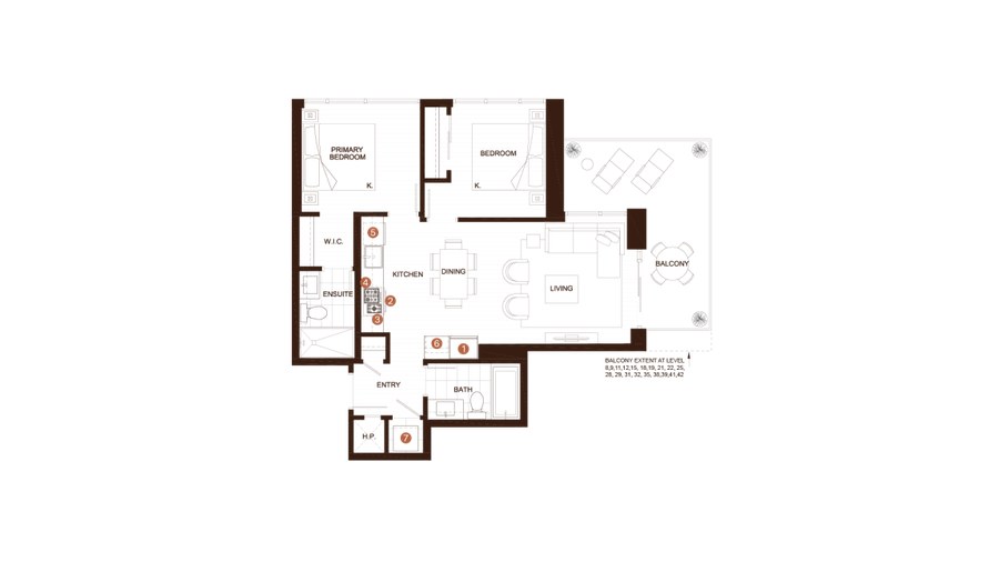 Plan C2 floor plan at Pine & Glen by Onni Group in Coquitlam, British Columbia
