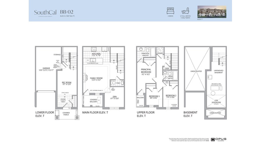 BB-02 floor plan at SouthCal by Opus Homes in Caledon, Ontario