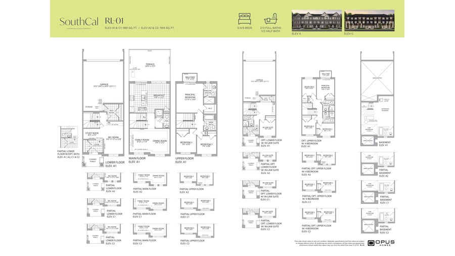 RL-01 floor plan at SouthCal by Opus Homes in Caledon, Ontario