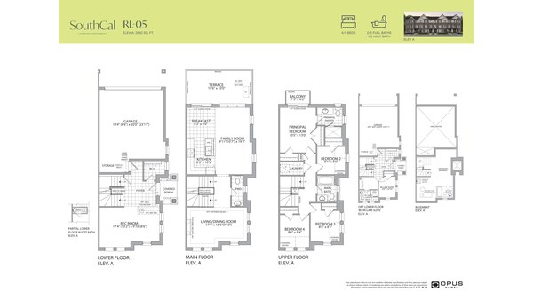 The RL-05 new home model plan at the SouthCal by Opus Homes in Caledon