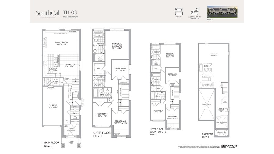 TH-03 floor plan at SouthCal by Opus Homes in Caledon, Ontario