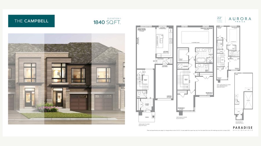The Campbell new home model plan at the Aurora Trails by Paradise Developments in Aurora