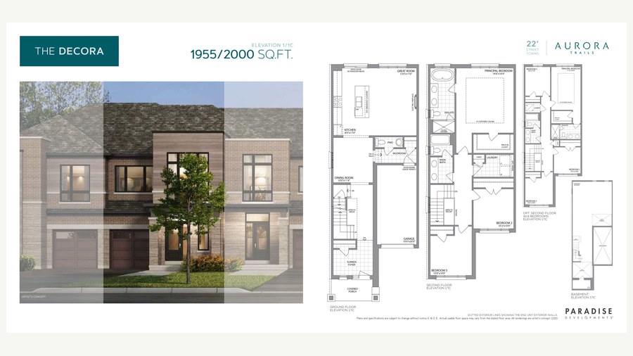 The Decora new home model plan at the Aurora Trails by Paradise Developments in Aurora