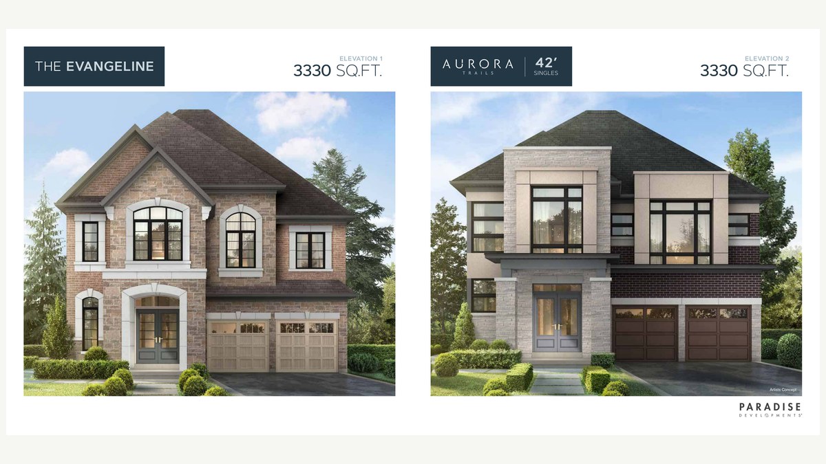 Evangeline floor plan at Aurora Trails by Paradise Developments in Aurora, Ontario