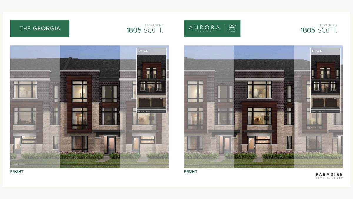 Georgia floor plan at Aurora Trails by Paradise Developments in Aurora, Ontario