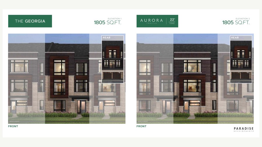 The Georgia new home model plan at the Aurora Trails by Paradise Developments in Aurora