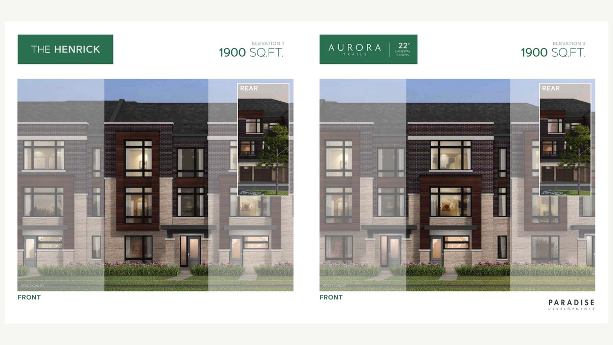 Henrick floor plan at Aurora Trails by Paradise Developments in Aurora, Ontario