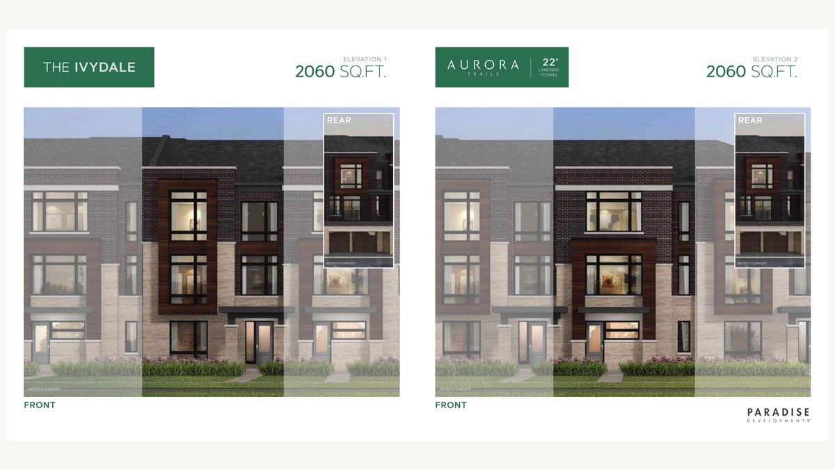 Ivydale floor plan at Aurora Trails by Paradise Developments in Aurora, Ontario