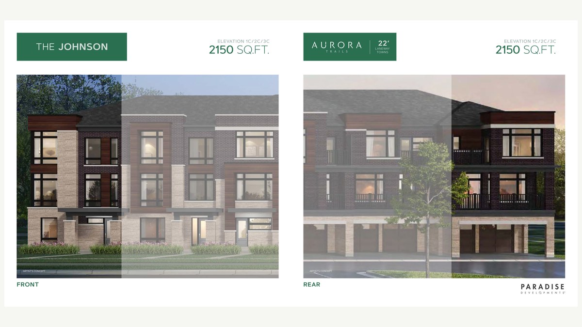 Johnson floor plan at Aurora Trails by Paradise Developments in Aurora, Ontario