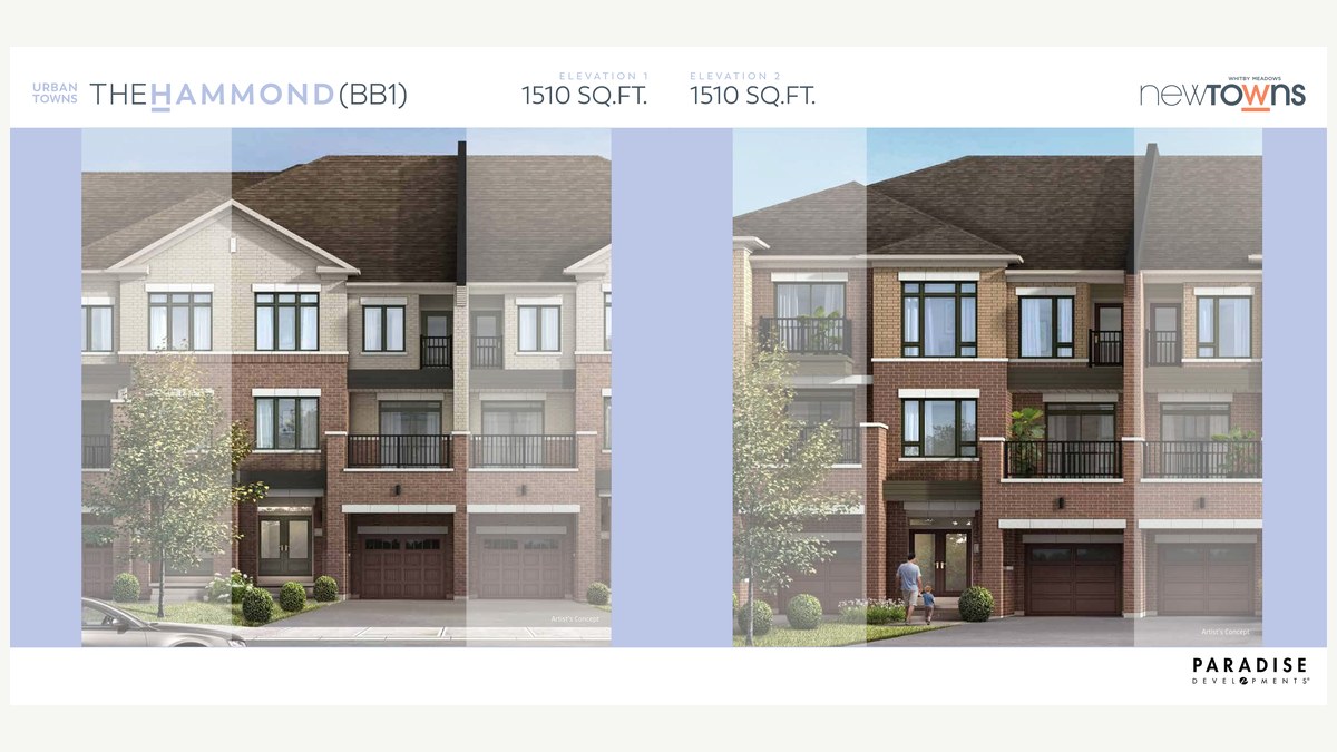 Hammond floor plan at New Towns by Paradise Developments in Whitby, Ontario