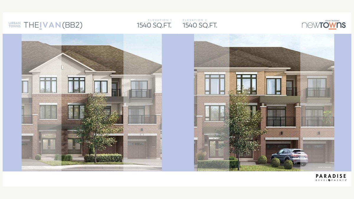 Ivan floor plan at New Towns by Paradise Developments in Whitby, Ontario