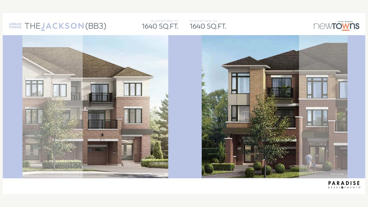 Jackson floor plan at New Towns by Paradise Developments in Whitby, Ontario