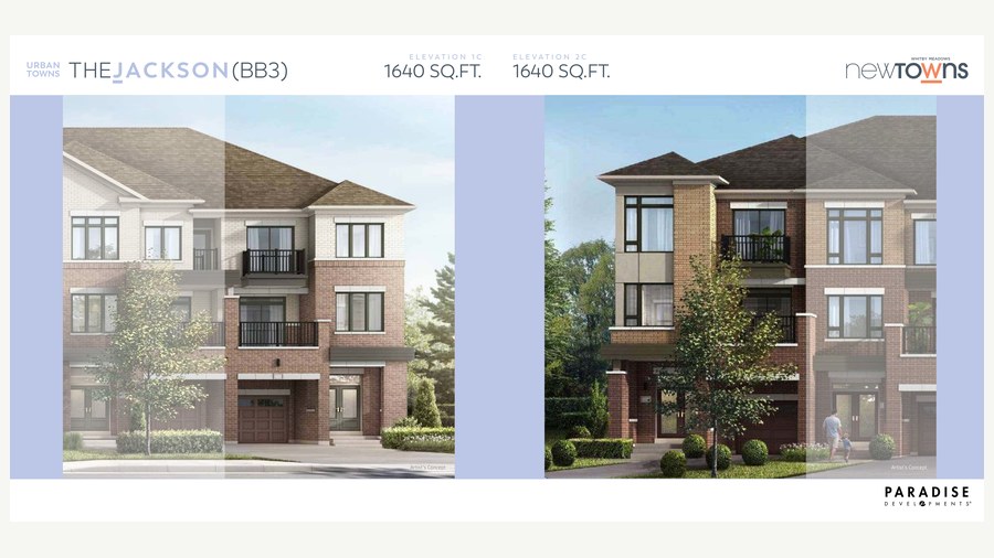 The Jackson new home model plan at the New Towns by Paradise Developments in Whitby