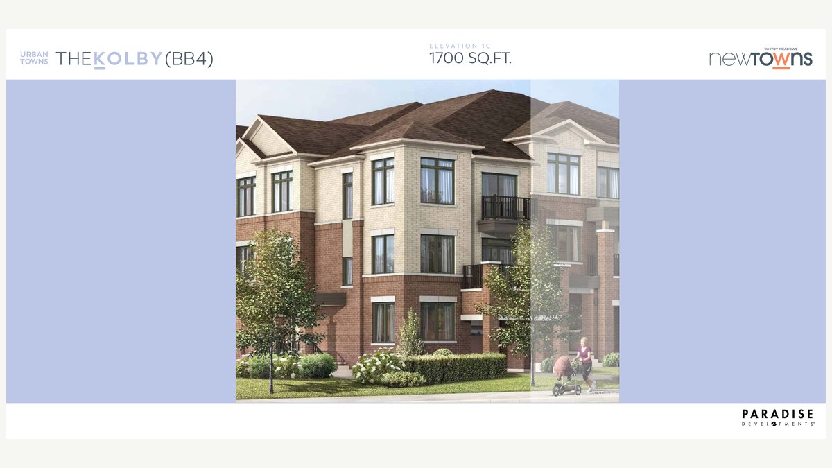 Kolby floor plan at New Towns by Paradise Developments in Whitby, Ontario
