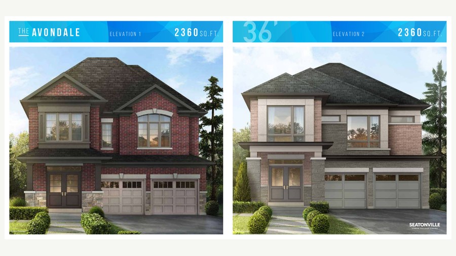 The Avondale new home model plan at the Seatonville by Paradise Developments in Pickering