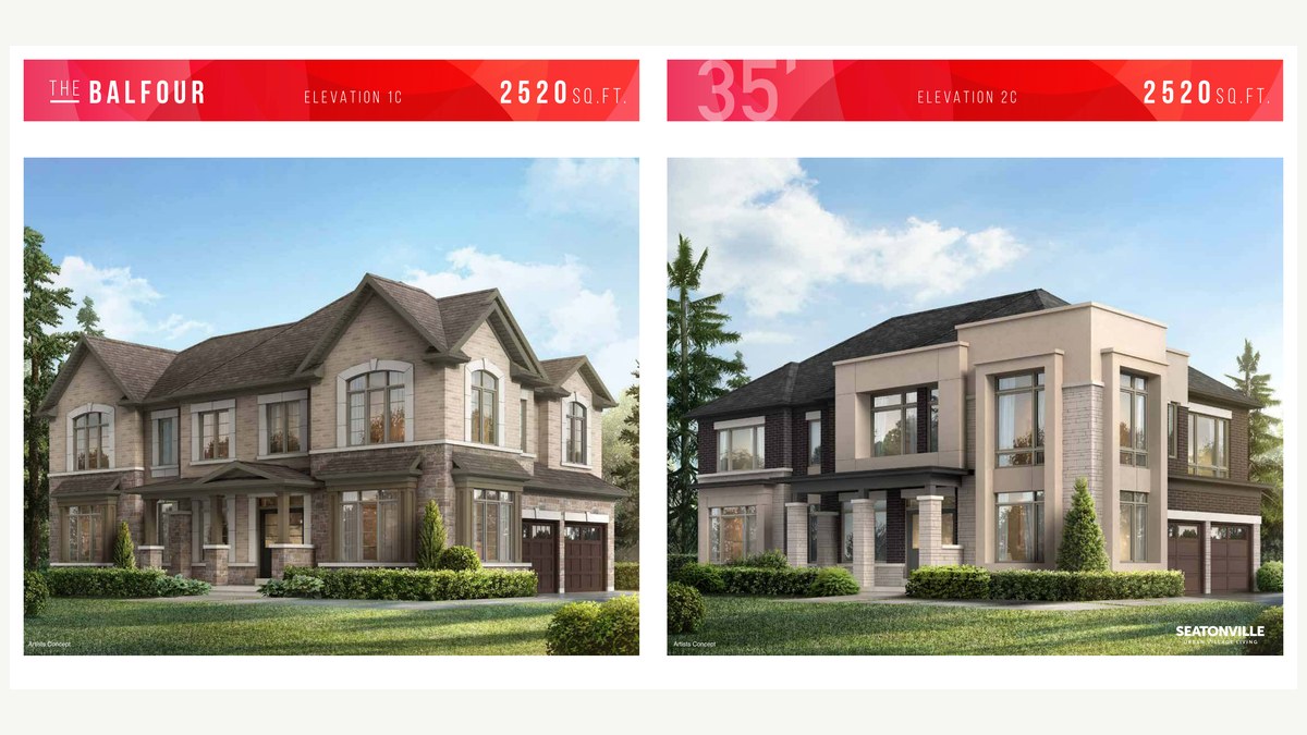 Balfour floor plan at Seatonville by Paradise Developments in Pickering, Ontario