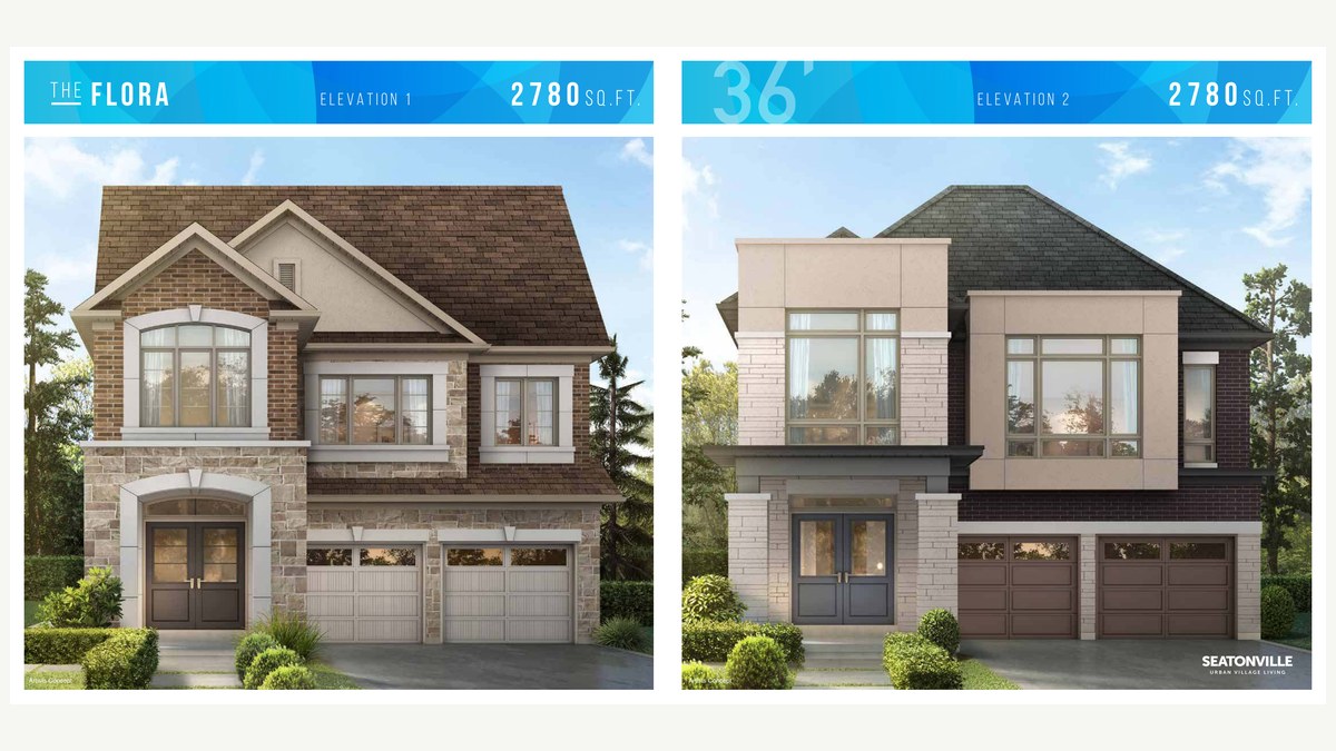 Flora floor plan at Seatonville by Paradise Developments in Pickering, Ontario
