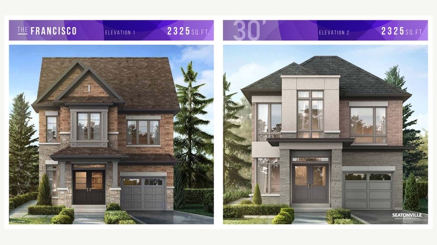 The Francisco new home model plan at the Seatonville by Paradise Developments in Pickering