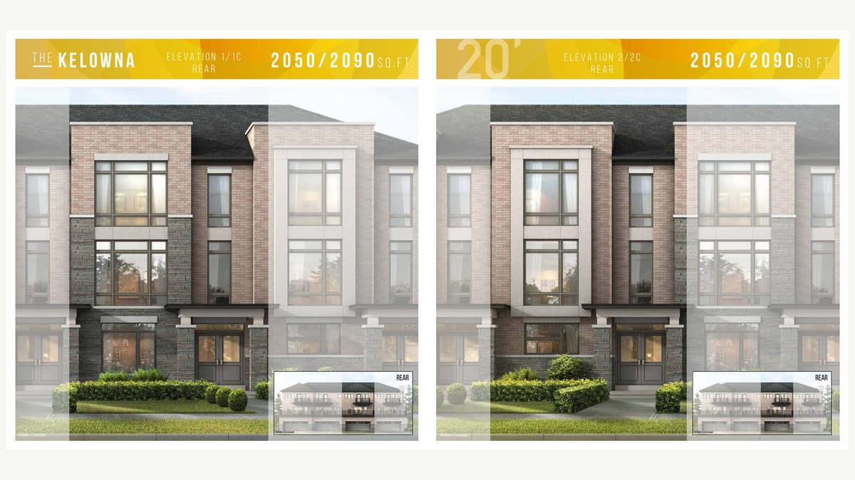 Kelowna floor plan at Seatonville by Paradise Developments in Pickering, Ontario