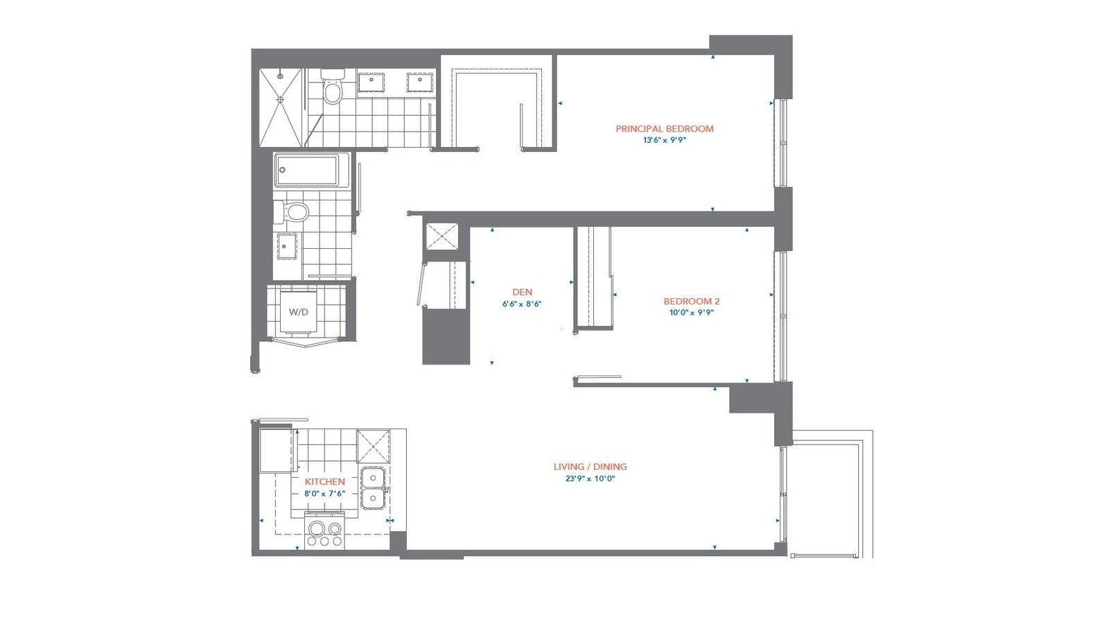 Suite 605 - West Tower floor plan at Pinnacle Toronto East by Pinnacle International in Scarborough, Ontario
