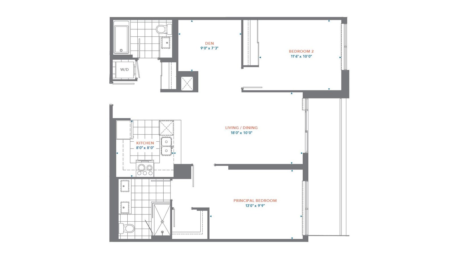 Suite 630 floor plan at Pinnacle Toronto East by Pinnacle International in Scarborough, Ontario