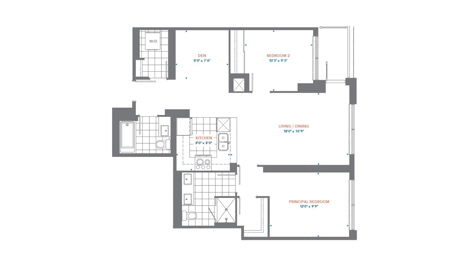 Suite 632 floor plan at Pinnacle Toronto East by Pinnacle International in Scarborough, Ontario