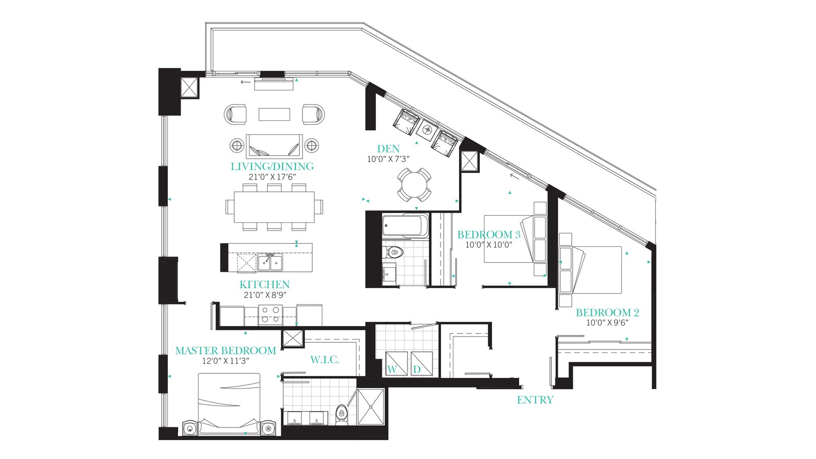 Executive Four floor plan at PJ Condos by Pinnacle International in Toronto, Ontario