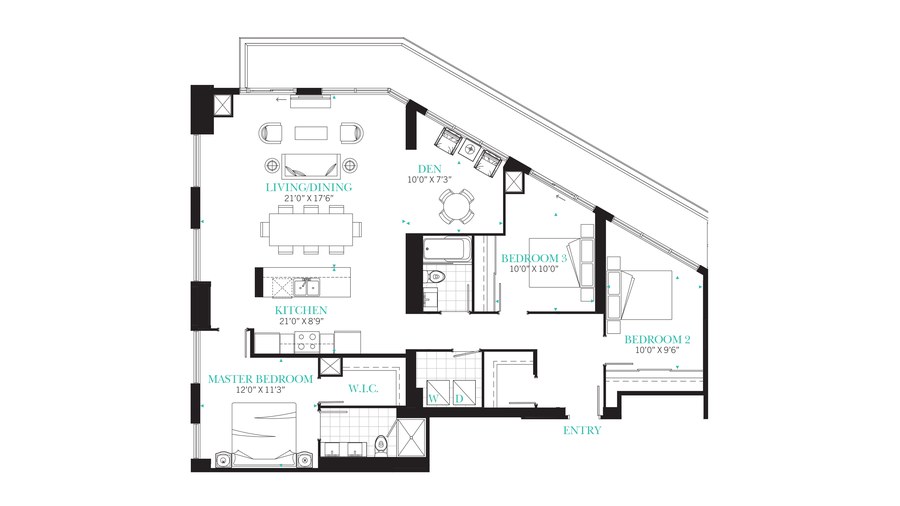 The Executive Four new home model plan at the PJ Condos by Pinnacle International in Toronto
