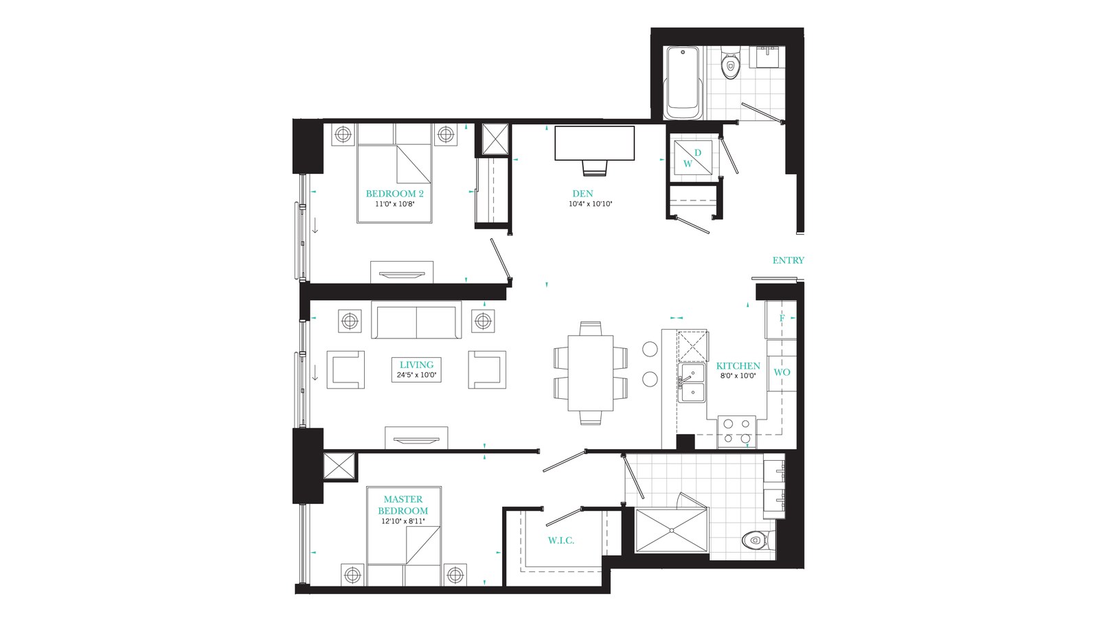 Executive Three floor plan at PJ Condos by Pinnacle International in Toronto, Ontario