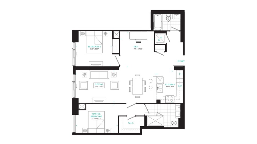 The Executive Three new home model plan at the PJ Condos by Pinnacle International in Toronto