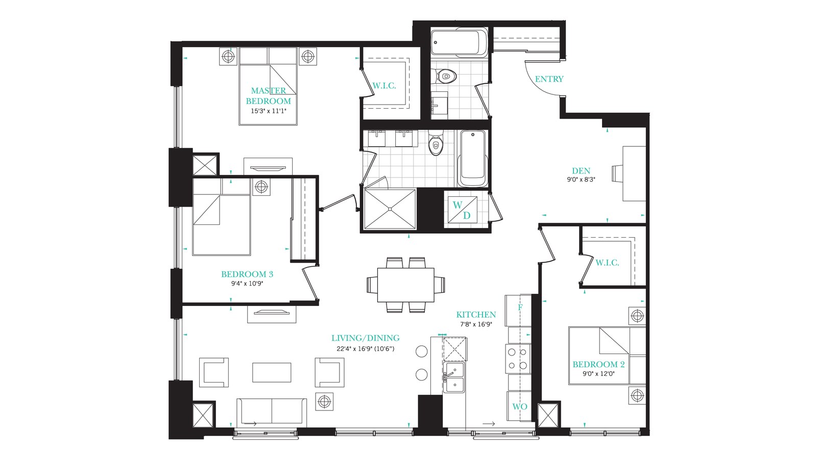 Executive Two floor plan at PJ Condos by Pinnacle International in Toronto, Ontario