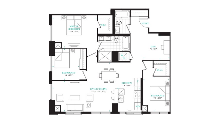 The Executive Two new home model plan at the PJ Condos by Pinnacle International in Toronto