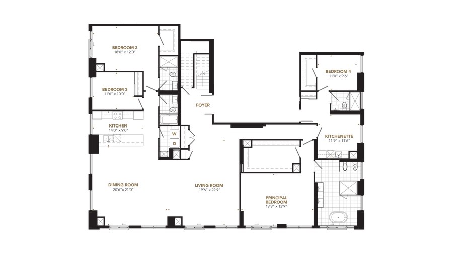 The Penthouse 4801 new home model plan at the PJ Condos by Pinnacle International in Toronto