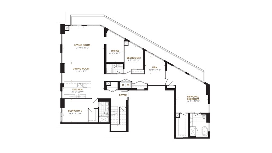 The Penthouse 4802 new home model plan at the PJ Condos by Pinnacle International in Toronto