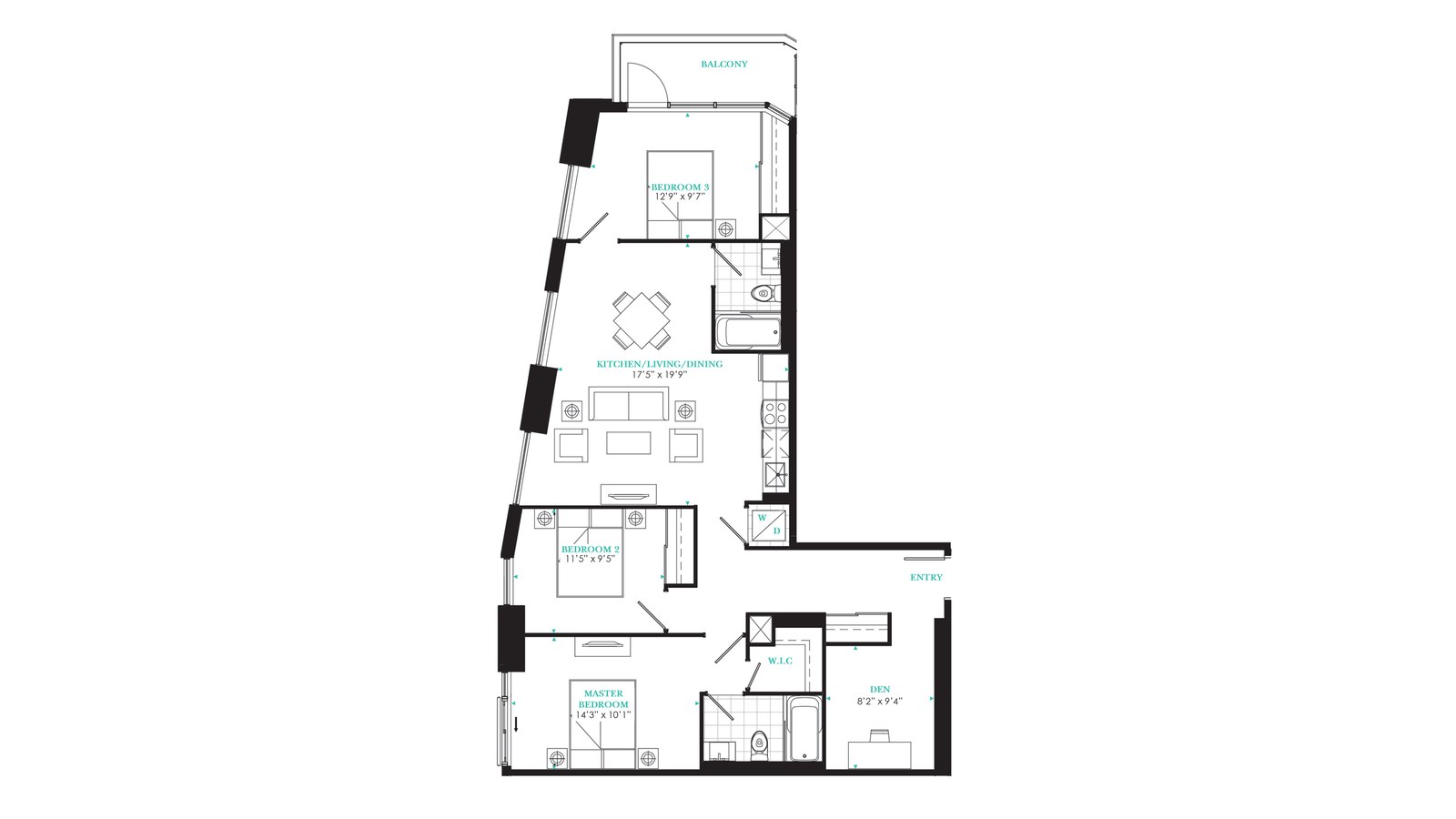 Suite 1205 floor plan at PJ Condos by Pinnacle International in Toronto, Ontario