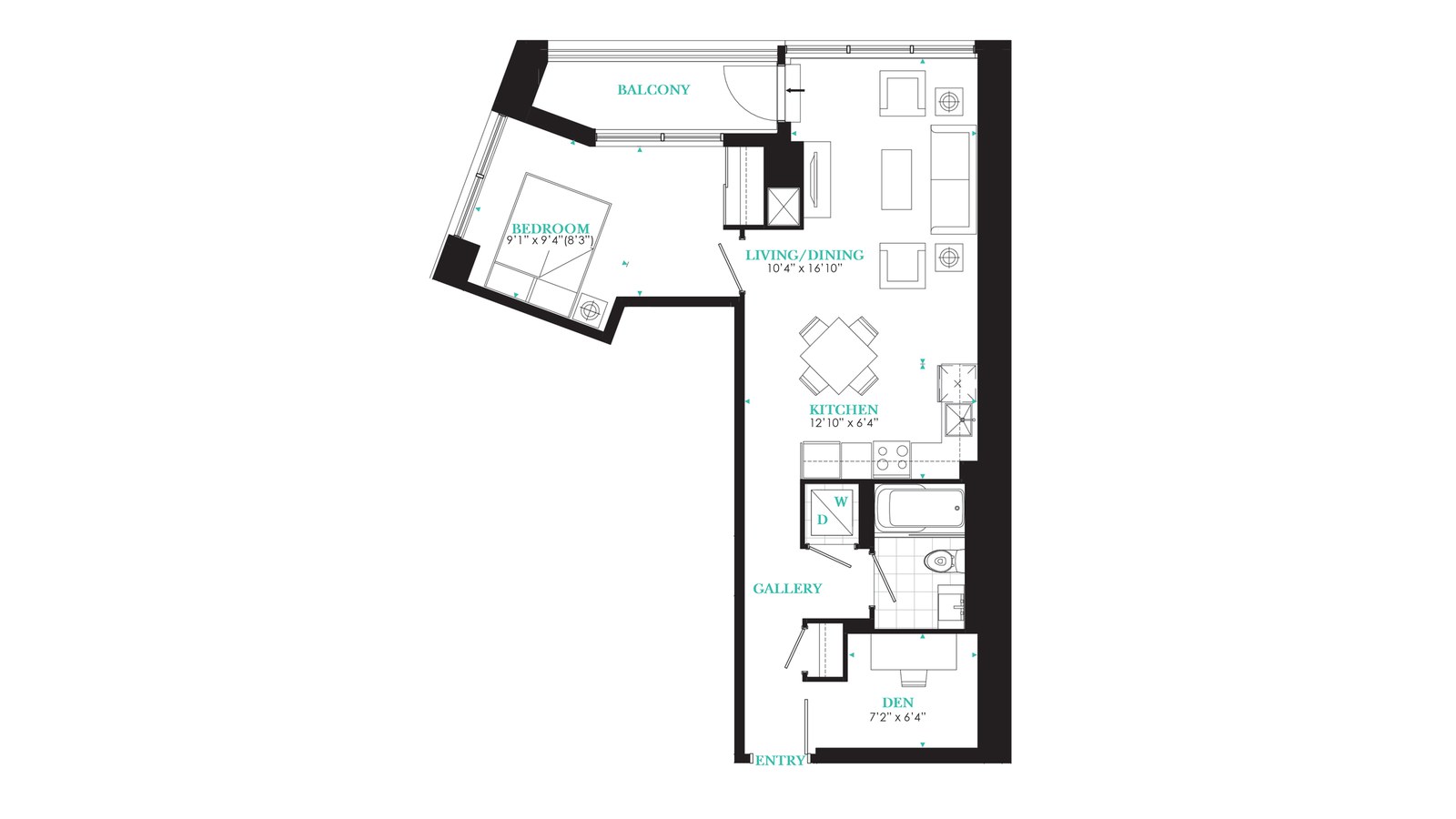 Suite 310 floor plan at PJ Condos by Pinnacle International in Toronto, Ontario